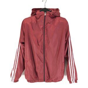 Adidas Essentials 3-Stripes Windbreaker Jacket Women's XXL Red Hooded Activewear